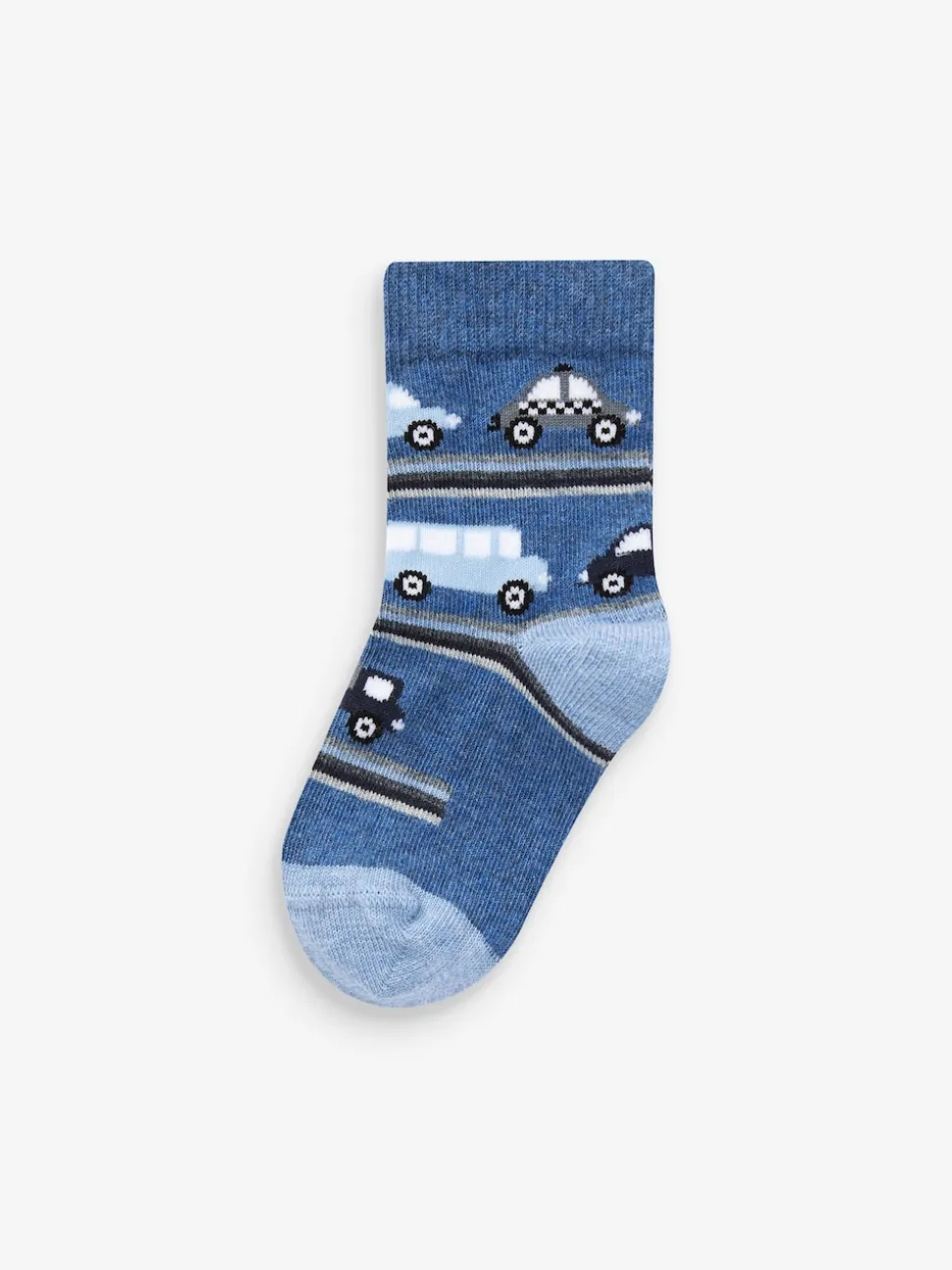Bleu rayures/transport - Paquet de chaussettes en coton riche 7