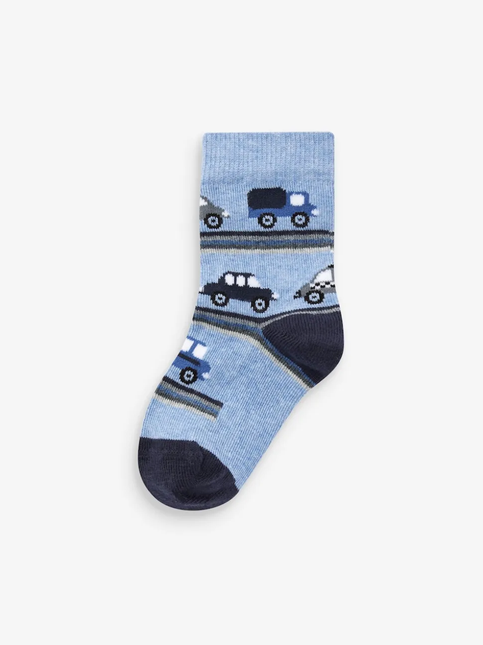 Bleu rayures/transport - Paquet de chaussettes en coton riche 7