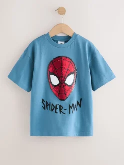 Bleu Spiderman - T-shirt à sequins réversibles (3-16ans)