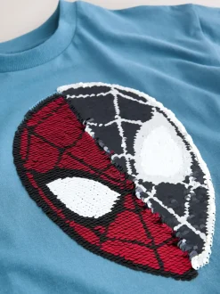 Bleu Spiderman - T-shirt à sequins réversibles (3-16ans)