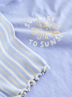 Bleu Sunshine - Ensemble t-shirt à manches courtes et short cycliste (3mois7ans)