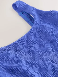 Bleu texturé bleuet - Maillot de bain gainant à encolure dégagée