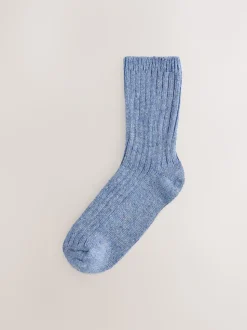 Bleu tonal - Laine thermale Blend Chaussettes de cheville 3 Lot avec soie