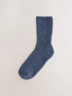 Bleu tonal - Laine thermale Blend Chaussettes de cheville 3 Lot avec soie