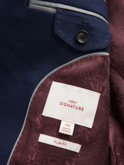 bleu vif - Coupe ajustée  Signature Tollegno Italian Wool Textured Costume Veste