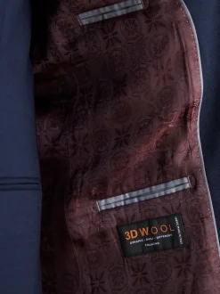 bleu vif - Coupe ajustée  Signature Tollegno Italian Wool Textured Costume Veste