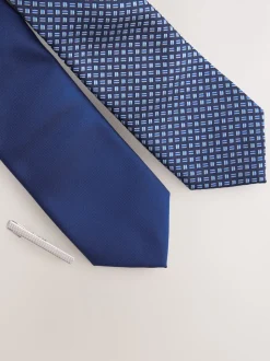 bleu vif - Lot de 2 cravates clip texturées