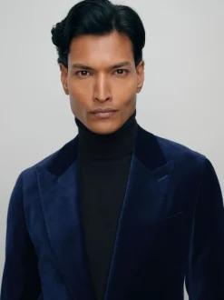 bleu vif - Reiss Apsara Blazer en velours à boutonnage simple habillé