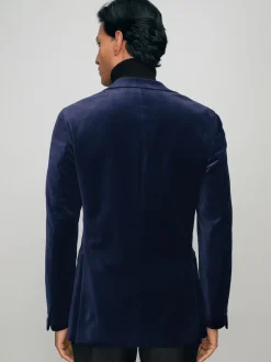 bleu vif - Reiss Apsara Blazer en velours à boutonnage simple habillé