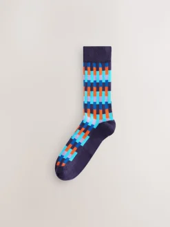 Bleu vif/vert/orange - Paquet de chaussettes à motifs 5