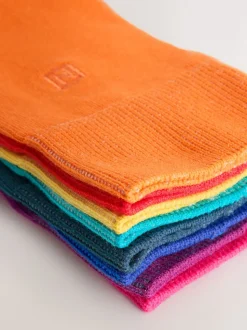 Bleu vif/vert/rouge - Lot de 8 - Chaussettes fraîches brodées durables