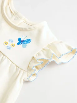 Bleu/blanc à fleurs - Ensemble t-shirt et short à volants bébé 6 pièces (0mois-2ans)