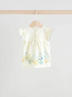 Bleu/blanc à fleurs - Ensemble t-shirt et short à volants bébé 6 pièces (0mois-2ans)