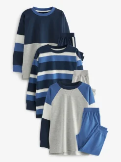 Bleu/bleu marine/gris - Lot de 3 pyjamas à jambes courtes (3-16ans) (3-16ans)