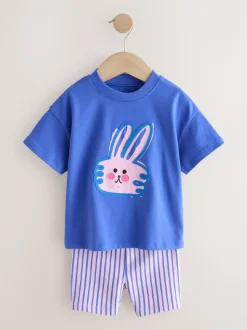 Bleu/Crème - Ensemble short haut et cycliste Lot de 2 (3mois7ans)