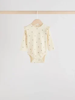 Bleu/Crème/Coral Ditsy - Body à volants et manches longues bébé Lot de 4 (0mois2ans)