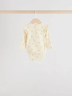 Bleu/Crème/Coral Ditsy - Body à volants et manches longues bébé Lot de 4 (0mois2ans)