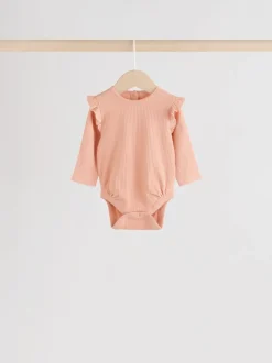 Bleu/Crème/Coral Ditsy - Body à volants et manches longues bébé Lot de 4 (0mois2ans)