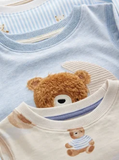 Bleu/écru bébé ours - Lot de 3 pyjamas Snuggle (9mois-6ans)