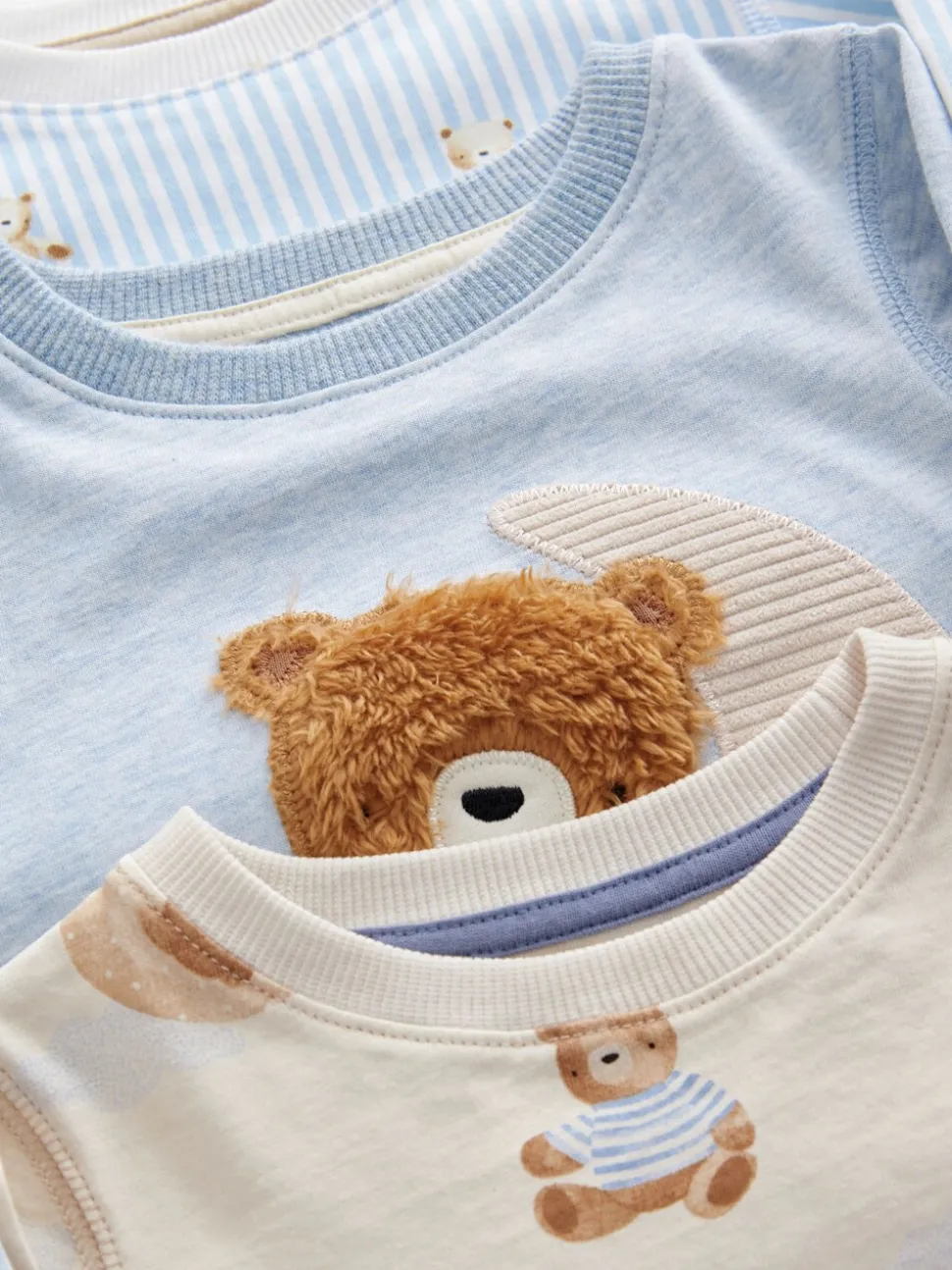Bleu/écru bébé ours - Lot de 3 pyjamas Snuggle (9mois-6ans)