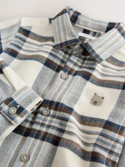 Bleu/Ecru - Chemise Personnage Manches longues (3mois-7ans)