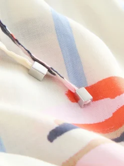 Bleu/Ecru - Shorts en lin