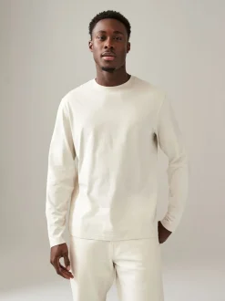 Bleu/Grey/Neutre - Ajustement régulier - T-shirt à coupe classique à manches longues en coton 100 %, lot de 5