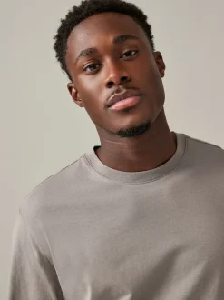 Bleu/Grey/Neutre - Ajustement régulier - T-shirt à coupe classique à manches longues en coton 100 %, lot de 5