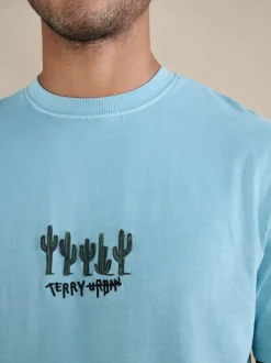 Bleu/Gris - Ensemble pyjama Terry Urban en jersey à manches courtes