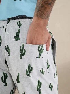 Bleu/Gris - Ensemble pyjama Terry Urban en jersey à manches courtes