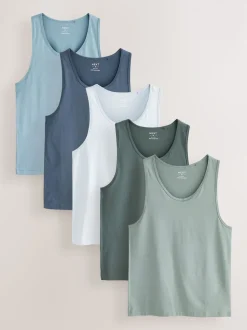 Bleu/Gris - Lot de 5 gilets à superposer 100% coton