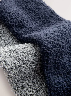 Bleu/Gris - Lot de 2 paires de chaussettes moelleuses