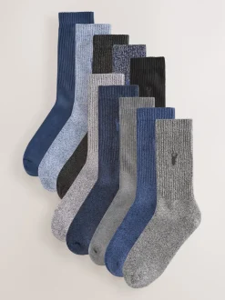 Bleu/gris torsadé - Lot de chaussettes épaisses brodées 10