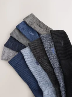 Bleu/gris torsadé - Lot de chaussettes épaisses brodées 10