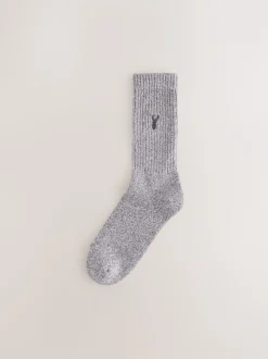 Bleu/gris torsadé - Lot de chaussettes épaisses brodées 10