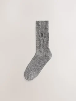 Bleu/gris torsadé - Lot de chaussettes épaisses brodées 10