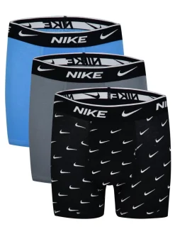 Bleu/gris/noir - Lot de 3 boxers extensibles en coton Nike Imprimé E Day