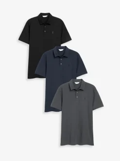 Bleu/gris/noir - Polo en jersey Manches courtes 3 Pack