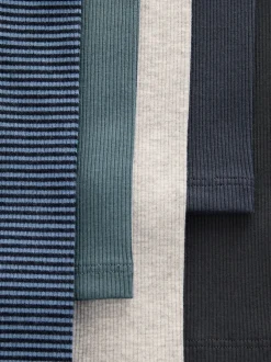Bleu/Gris/Rayure - Lot de 5 leggings côtelés (3mois-7ans)