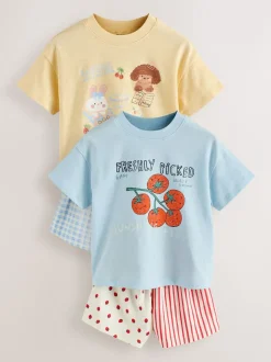 Bleu/Jaune - Ensemble haut et short Lot de 2 (3mois à7ans)
