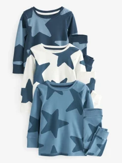 Bleu/Marine - Lot de 3 pyjamas Snuggle (9mois-10ans)