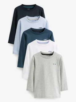 Bleu/Marine - Lot de 5 T-shirts à manches longues (3mois -7ans)