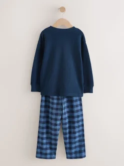 Bleu/Marine - Pyjama tissé simple (3-16ans)