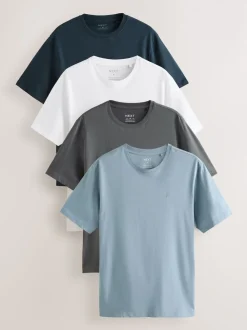 Bleu/Marine/Blanc/Acier - Ajustement régulier - T-shirt 4 Pack