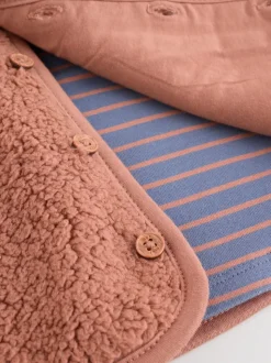 Bleu/marron Bear Hugs Slogan Borg - Ensemble Gilet et Leggings bébé (0mois-2ans)