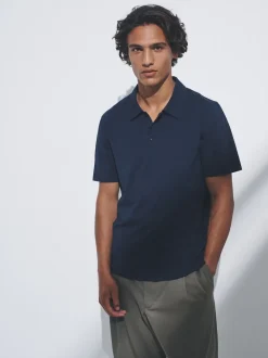 Bleu/Marron/Blanc bleu marine - The Set lot 3 polos en jersey de coton à manches courtes