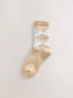 Bleu/Neutre à losanges - Lot de 2 paires de chaussettes douillettes