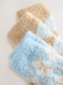 Bleu/Neutre à losanges - Lot de 2 paires de chaussettes douillettes