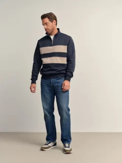 Bleu/neutre bleu marine - Quart de zip - Sweat-shirt color block