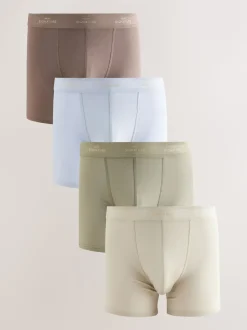 Bleu/Neutre/Vert - Lot de 4 boxers Signature en coton majoritaire